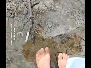 Bare feet playing in the mud...
