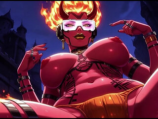 Fire element demon sexy pose (Ai animation)