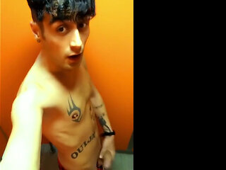 One Day in Waterpark - Urinal Pee, Almost Caught Jerk, Cum, Toilet Piss