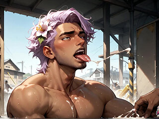 Pink Hair Muscle Titan's Ass Explosion in Warehouse