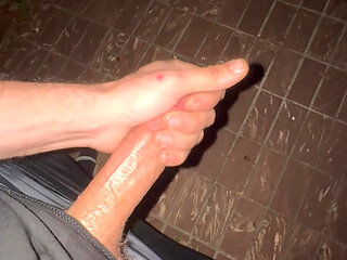 Big white cock cum outside