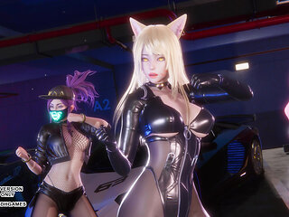 MMD GIRL CRUSH - DRIVE Ahri Seraphine Akali Hot Kpop Dance League of Legends