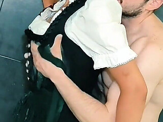 Ruined Foamy Dirndl Wet and Messy in the Shower
