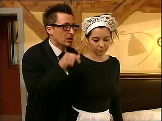 Busty Italian maid takes double penetration in hardcore scene
