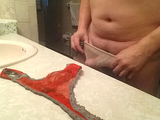 Pantyhose fun and cumshot on panties