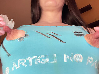 The ice makes my huge nipples even bigger
