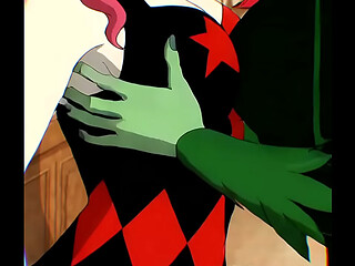 Harley Quinn x Poison Ivy lesbian kissing (Harley Quinn animated series/AI generated)
