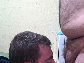 Hairy fat fucks my mouth and cums in my face (Teaser)