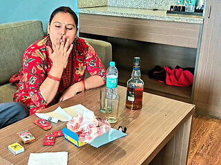 Indian couple intimate in hotel room