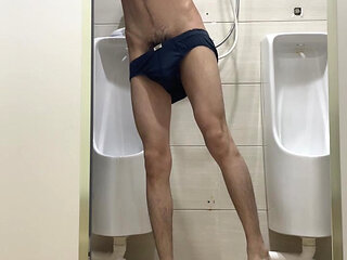 I was showering and masturbating in the public restroom at a DHL branch office, and I almost got caught by my colleagues.
