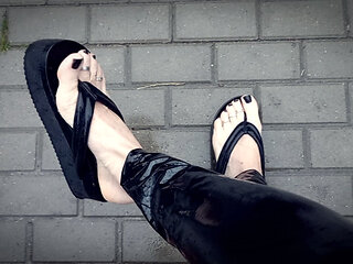 wet feet - flip flops and latex