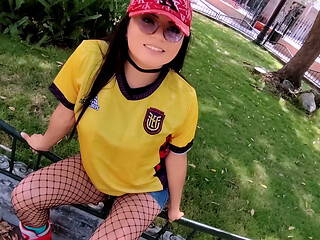 Hot Latina skater girl accepts a sports bet with a European guy (Part 1)