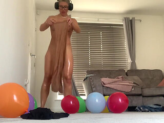 Balloon Popping, Oil, Heels, Nylons, Pantyhose, Thong
