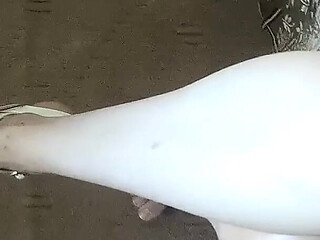 Real Handjob. Cum on My Stepsister's Feet in Sandals