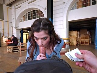 Perfect brunette teen gives a masterful POV blowjob