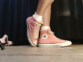 White Ruffled Socks Pink Converse Sneakers Tease