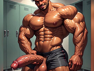 Locker Room Muscle Men Art