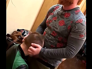 Ginger Guy in Leather Gets on His Knees &ndash_ Gay Amateur Blowjob