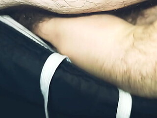 Amateur dude plays with his massive hard cock before inviting a lucky girl