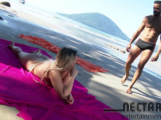 Blonde on the Beach: See This Mackerel Taking Cock in the Ass and Milk in the Face