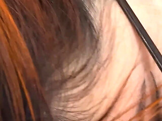 Redhead Pigtails, Glasses and Pantyhose and High Heels Sucking Cock POV