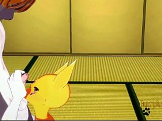 Taomon and Grey Fox engage in a filthy boobjob and handjobs