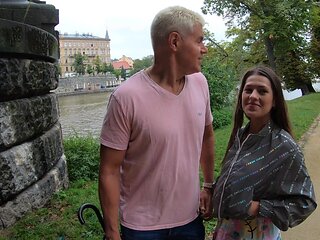 Brunette Serina Gomez gets her pussy railed by porn dan and Dean Van Damme