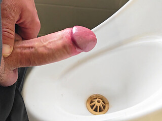 Urinal wank and cum