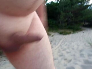 Fat old man's small dick gets noticed at nude beach