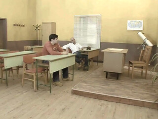 Teacher's desk gets DP'd with huge titties involved