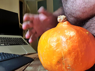 Fucking a pumpkin with my dick for dinner