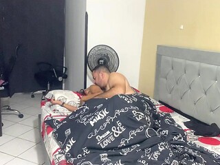 I enter my stepfather's bedroom andHe fucks my pussy with my pussy after putting his b