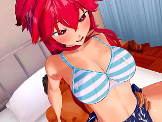 Ruivinha peituda gostosa de anime hentai fazendo um reverse cowgirl bem gostoso