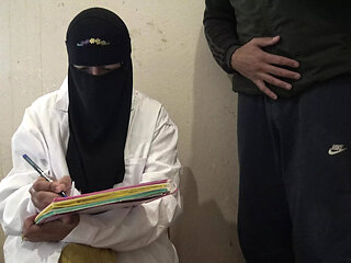 Shy boy is SHOCKED when muslim nurse touches his cock