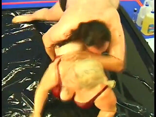 An oiled hairy BBW fucks with her fucker