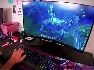 Petite stepsister gives a wild blowjob under the desk
