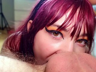 Beauty Amateur Redhead Teen make Perfect Blowjob