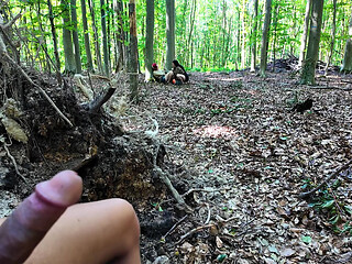 A voyeur in the forest fucks 2 bitches