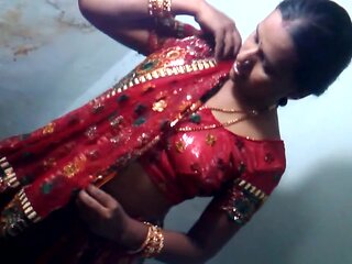 Indian GF Red Sari Stripping Naked - FuckMyIndianGf
