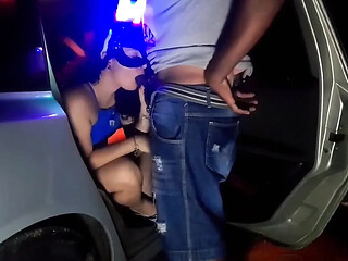 Amateur Wife moans about her husband's massive cock in the car park