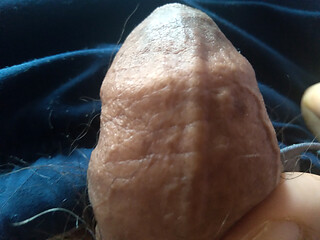Boy masturbates his super cock on a very hot day