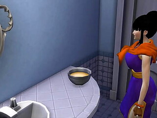 Milk Catches her step Son Gohan Masturbating Fucked in Front of her Husband