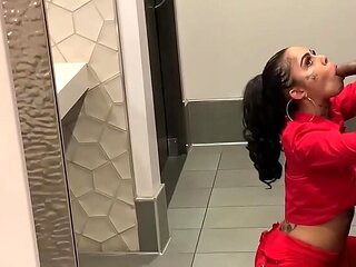 Genevieve Sinn Deep Throats Sevyan Harden's Huge BBC in Public Restroom - POV Blowjob & Cumshot