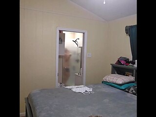 Big Ass MILF shaves and fucks herself in the shower