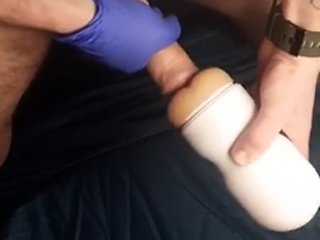 Hand job with sex toys