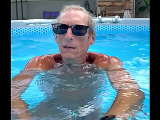 Just a little nude playing in the pool