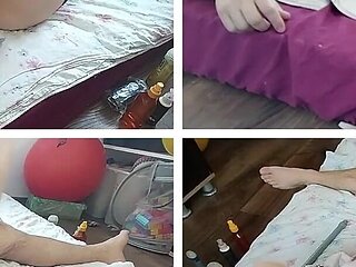 Wife Gives Me a Footjob. I Cum on My Wife's Body