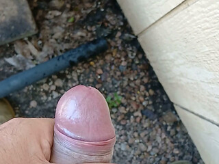 Pissing and jerk off outside