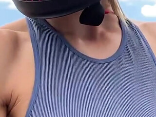Hot couple sucks and rides cock on a motorcycle