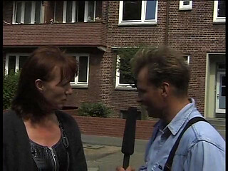 Blonde milf giving an interview